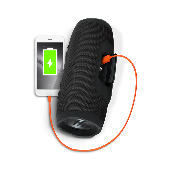 JBL Charge 3 - Black - Full-featured waterproof portable speaker with high-capacity battery to charge your devices - Detailshot 1 image number null