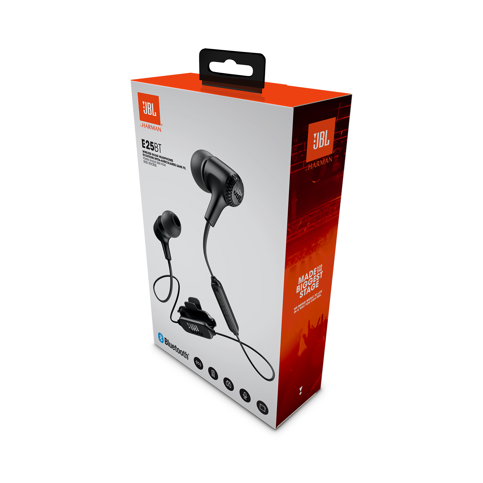 Wireless Headphones für bis zu 8 Stunden Musik und Telefonate Kabelloser Ohrhörer mit 3-Tasten-Fernbedienung & Mikrofon JBL E25BT In Ear Bluetooth Kopfhörer in Schwarz 